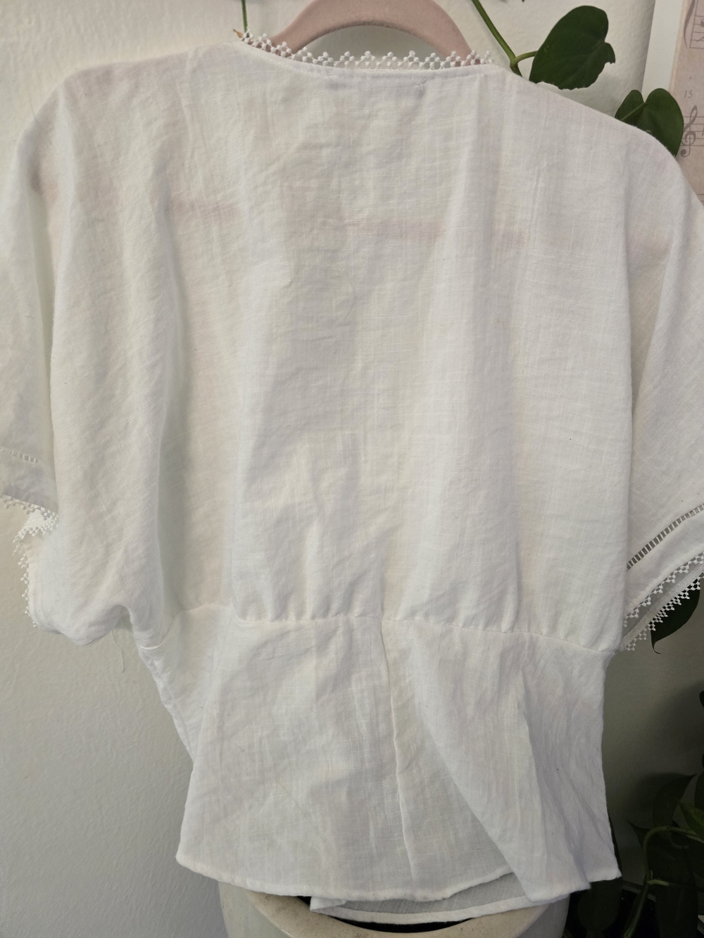 ZARA White V-Neck Peasant Blouse - Picture 5 of 5